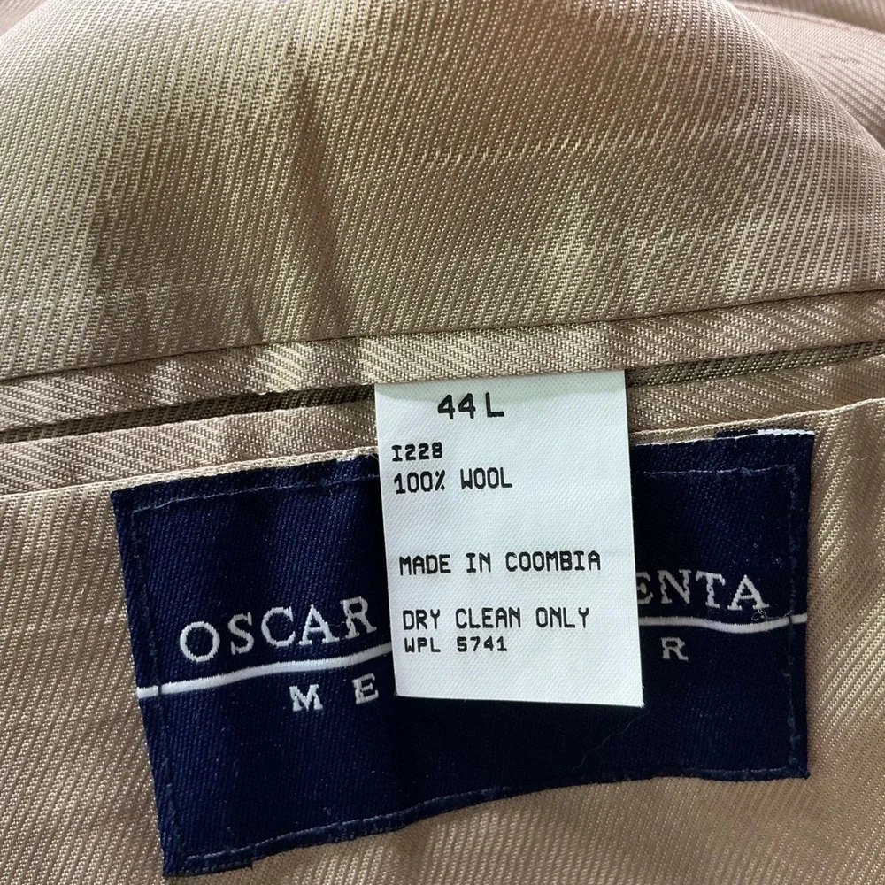 Oscar de la Renta Mens 44L Wool Houndstooth Blazer‎ Sport Coat Classic Old Money